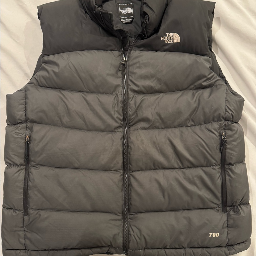 The North Face Dark Grey Black 700 duck down Insulated Vest Retro Nuptse Mens XL